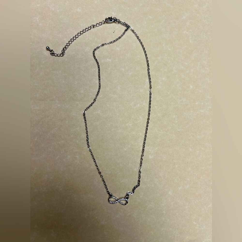 Cute infinity necklace with rhinestone crystals
